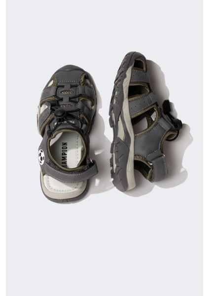 Erkek Çocuk Cırt Cırtlı Tırtıklı Taban Suni Deri Sandalet