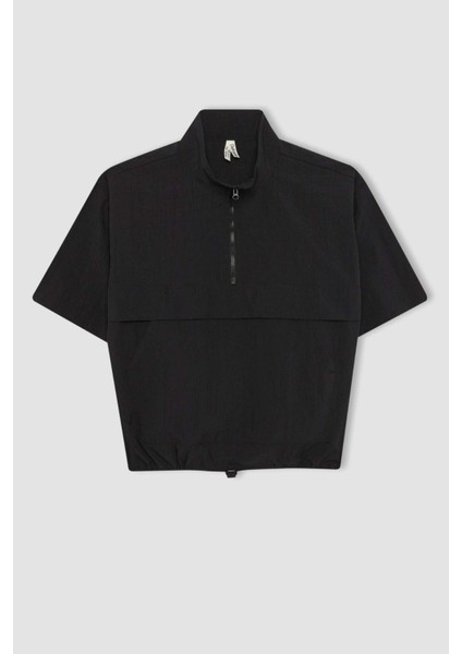 Kız Çocuk Fermuarlı Yaka Kısa Kollu Bluz C0461A824SP