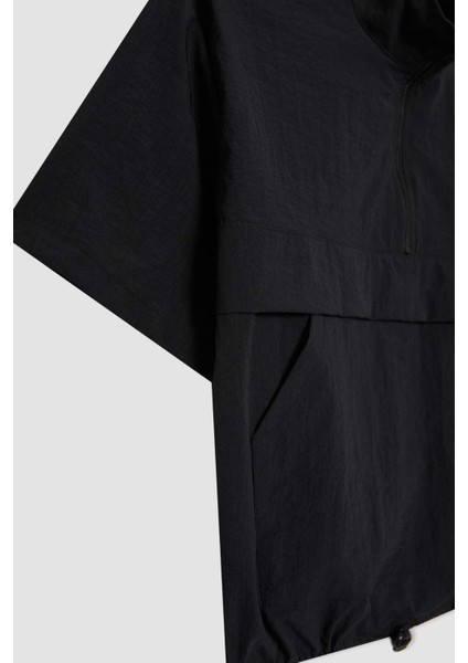 Kız Çocuk Fermuarlı Yaka Kısa Kollu Bluz C0461A824SP