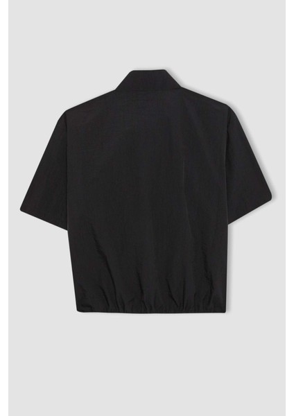 Kız Çocuk Fermuarlı Yaka Kısa Kollu Bluz C0461A824SP