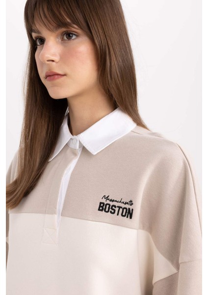 Regular Fit Gömlek Yaka Baskılı Sweatshirt Tunik C3851AX24SP