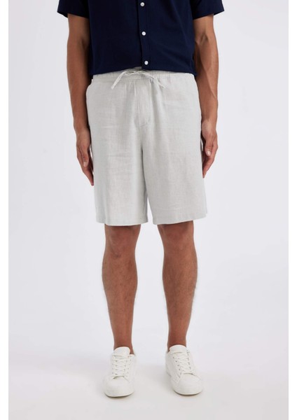 Relax Fit Keten Karışımlı Yazlık Bermuda Şort C1125AX24SM