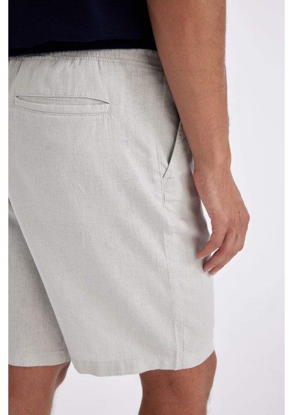 Relax Fit Keten Karışımlı Yazlık Bermuda Şort C1125AX24SM