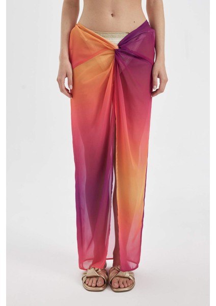 Regular Fit Şifon Renkli Plaj Eteği-Fall in Love A9234AX24SM