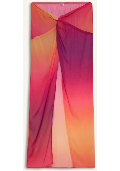 Regular Fit Şifon Renkli Plaj Eteği-Fall in Love A9234AX24SM