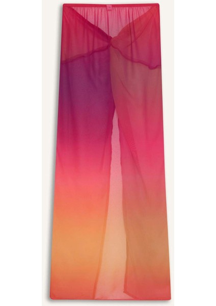 Regular Fit Şifon Renkli Plaj Eteği-Fall in Love A9234AX24SM