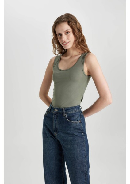 Slim Fit Dar Kesim U Yaka Basic Düz Atlet I1059AZ24SM