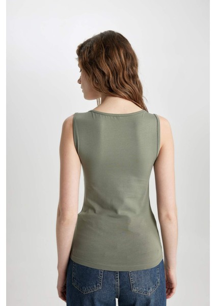 Slim Fit Dar Kesim U Yaka Basic Düz Atlet I1059AZ24SM