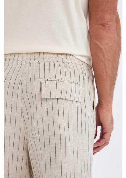 Relax Fit Keten Karışımlı Yazlık Bermuda Şort