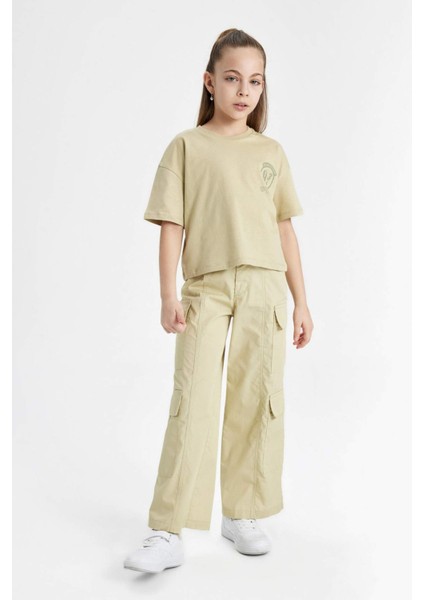 Kız Çocuk Wide Leg Kargo Geniş Paça Pamuklu Pantolon C1644A824SP