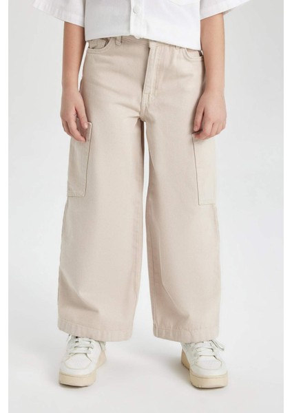 Kız Çocuk Wide Leg Kargo Geniş Bol Paça Jean Pantolon C0451A824SP