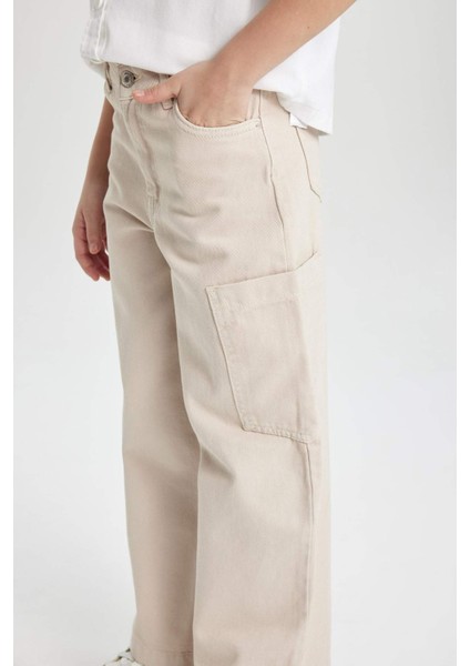 Kız Çocuk Wide Leg Kargo Geniş Bol Paça Jean Pantolon C0451A824SP