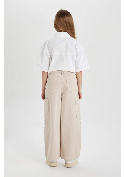Kız Çocuk Wide Leg Kargo Geniş Bol Paça Jean Pantolon C0451A824SP