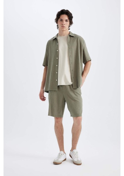 Relax Fit Keten Karışımlı Yazlık Bermuda Şort C1240AX24SM