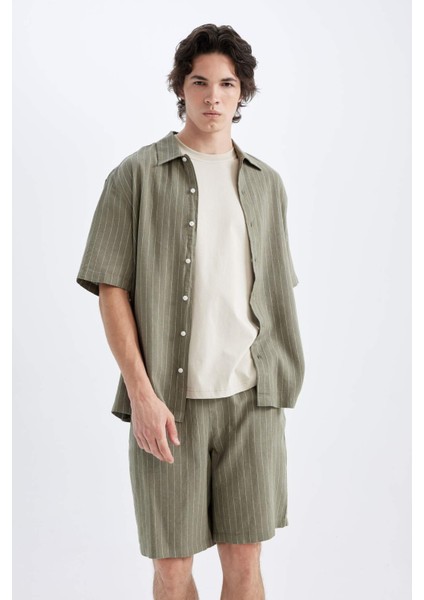 Relax Fit Keten Karışımlı Yazlık Bermuda Şort C1240AX24SM