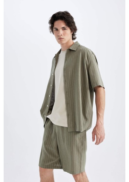 Relax Fit Keten Karışımlı Yazlık Bermuda Şort C1240AX24SM