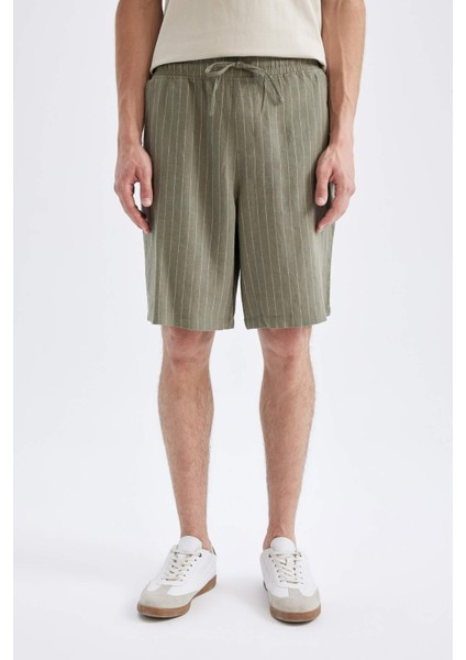 Relax Fit Keten Karışımlı Yazlık Bermuda Şort C1240AX24SM