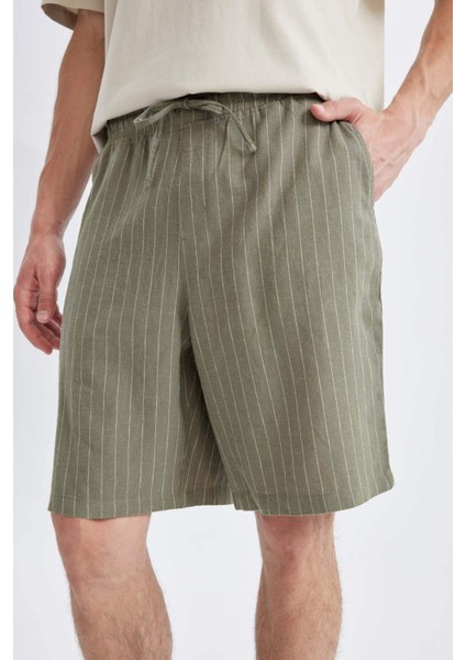 Relax Fit Keten Karışımlı Yazlık Bermuda Şort C1240AX24SM