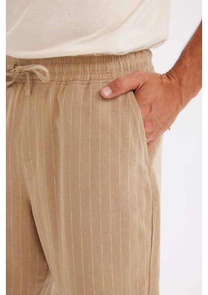 Relax Fit Keten Karışımlı Yazlık Bermuda Şort