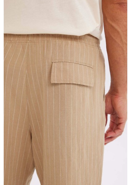 Relax Fit Keten Karışımlı Yazlık Bermuda Şort