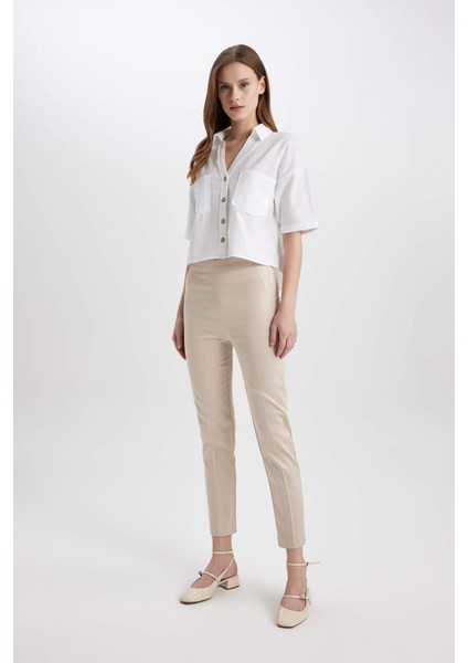 Boxy Fit Keten Karışımlı Kısa Kollu Gömlek V2523AZ24SM