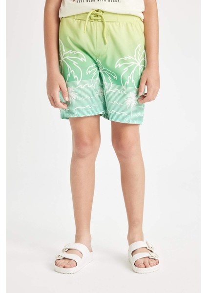 Erkek Çocuk Palmiye Desenli Deniz Şortu C3686A824HS