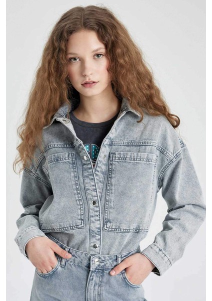 Cepli Çıtçıtlı Jean Gömlek Ceket B9315AX24SP