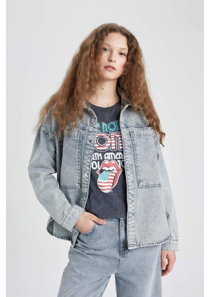 Cepli Çıtçıtlı Jean Gömlek Ceket B9315AX24SP