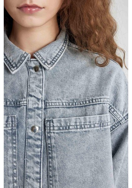 Cepli Çıtçıtlı Jean Gömlek Ceket B9315AX24SP