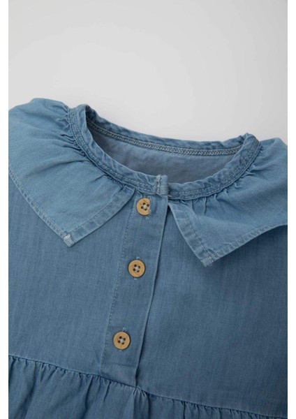 Kız Bebek Yeni Doğan 2'li Takım Kısa Kollu Yumuşak Jean Tulum Külotlu Çorap C2669A524SM