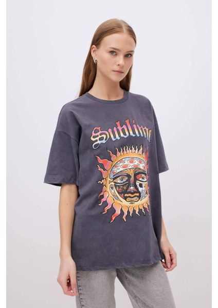 Unisex Ramones Oversize Geniş Kalıp Bisiklet Yaka Kısa Kollu Yıkamalı Soluk Efektli Tişört