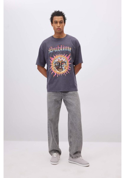 Unisex Ramones Oversize Geniş Kalıp Bisiklet Yaka Kısa Kollu Yıkamalı Soluk Efektli Tişört