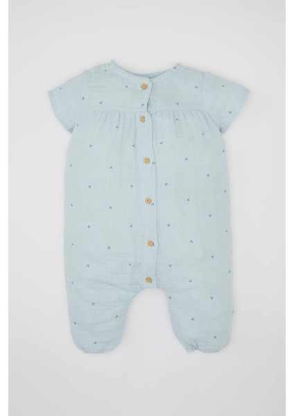 Kız Bebek Yenidoğan Kısa Kollu Puantiye Müslin Tulum C2670A524SM