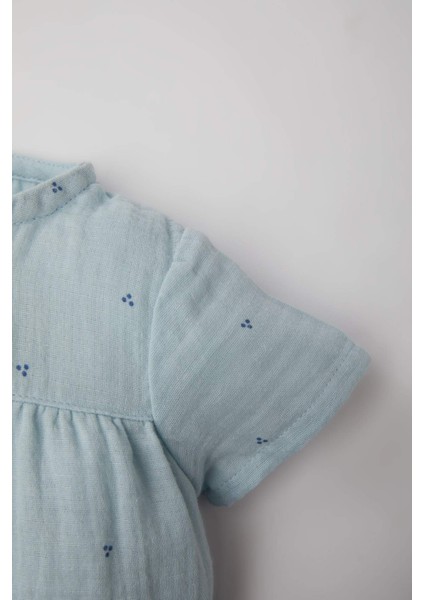 Kız Bebek Yenidoğan Kısa Kollu Puantiye Müslin Tulum C2670A524SM