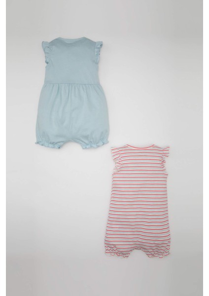 Kız Bebek Yenidoğan Çizgili Penye 2'li Kolsuz Tulum C2551A524SM