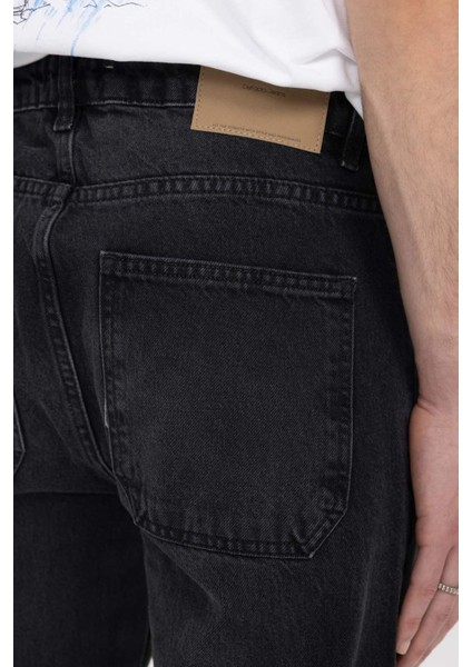 %100 Pamuk Flayer Fit Bol Kalıp Normal Bel Geniş Paça Siyah Jean Pantolon B8325AX24SM