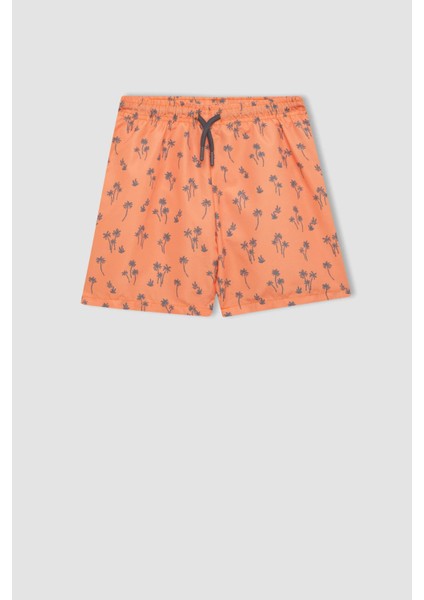 Erkek Çocuk 2'li Takım Palmiye Baskılı Kısa Kollu Tişört Deniz Şortu C1256A824HS