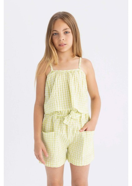 Kız Çocuk Askılı Kareli Bluz C2301A824SM