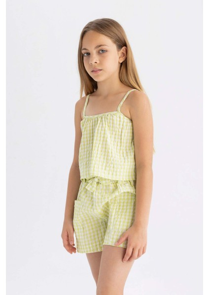 Kız Çocuk Askılı Kareli Bluz C2301A824SM