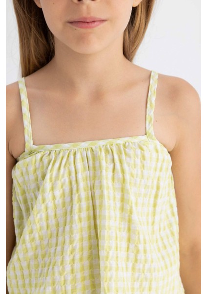 Kız Çocuk Askılı Kareli Bluz C2301A824SM