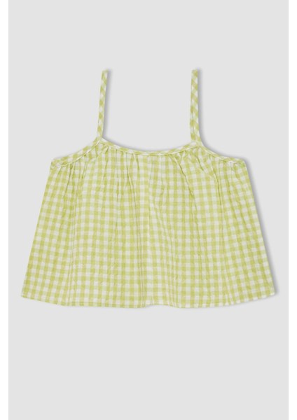 Kız Çocuk Askılı Kareli Bluz C2301A824SM