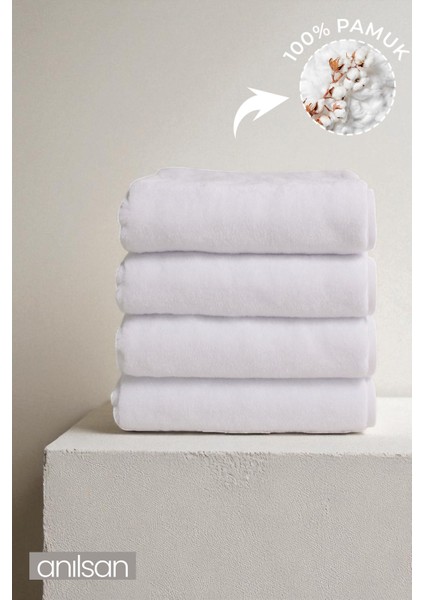 4'lü Beyaz Banyo Havlusu - 90 x 150 cm , Pamuk, Spa ve Otel Havlusu, Günlük Kullanıma Uygun