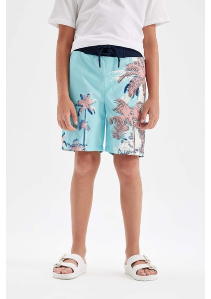 Erkek Çocuk Palmiye Desenli Deniz Şortu C3594A824HS