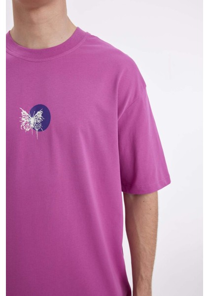 Comfort Regular Fit Rahat Kalıp Bisiklet Yaka Sırt Baskılı Kısa Kollu Tişört C4089AX24SM