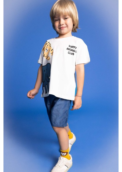 Erkek Bebek Basic Düz Beli Bağcıklı Jean Şort C2281A524SM