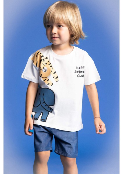 Erkek Bebek Basic Düz Beli Bağcıklı Jean Şort C2281A524SM