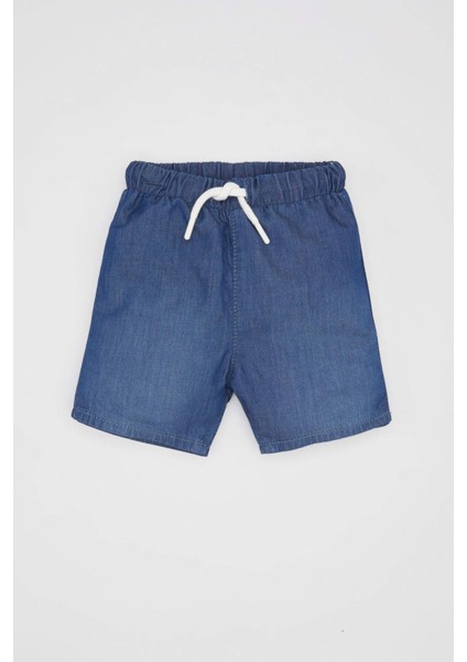 Erkek Bebek Basic Düz Beli Bağcıklı Jean Şort C2281A524SM