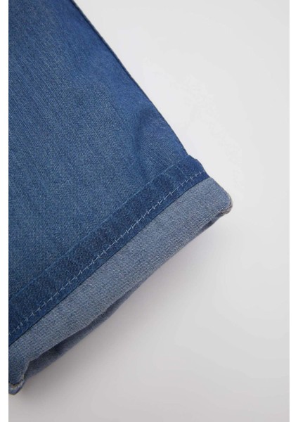 Erkek Bebek Basic Düz Beli Bağcıklı Jean Şort C2281A524SM