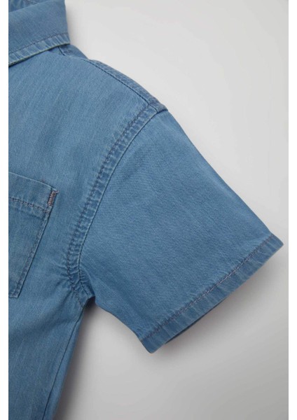 Erkek Bebek Kısa Kollu Pamuklu Jean Gömlek C2296A524SM