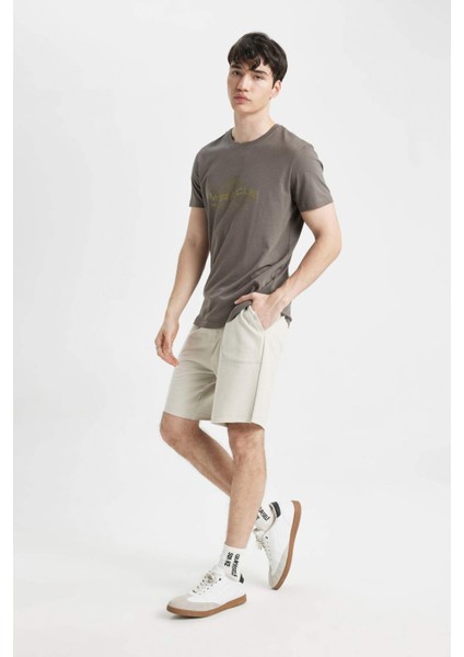 %100 Pamuk Slim Fit Dar Kesim Dar Paça Cepli Basic Düz Şort B8673AX24SM